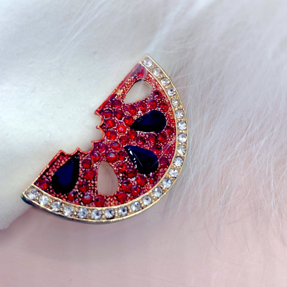 Rhinestone Watermelon Brooch